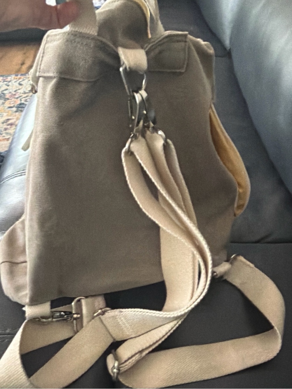 Source Unknown Tan Canvas Backpack with Paisley Front Pocket - Picture 5 of 10